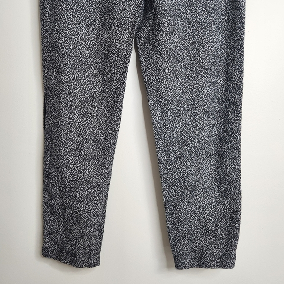 The Kooples Linen Blend Black Printed Fitted Jogger Trousers Size 48 - Picture 3 of 16